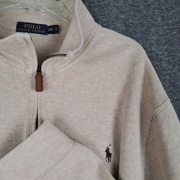 Polo by Ralph Lauren Men's XXL 1/4 Zip Pullover Cream Beige Sweater - Picture 1 of 10
